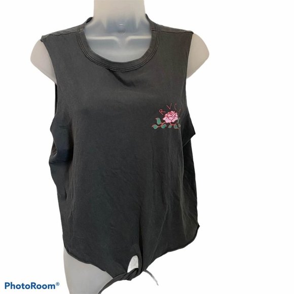 Women’s RVCA sleeveless Everose  Black Tank Top with tie front size small NWOT - Picture 4 of 6